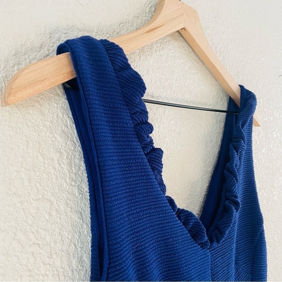 Anthropologie Maeve Ridged Ruffles Dress in Royal Blue - Picture 5 of 11